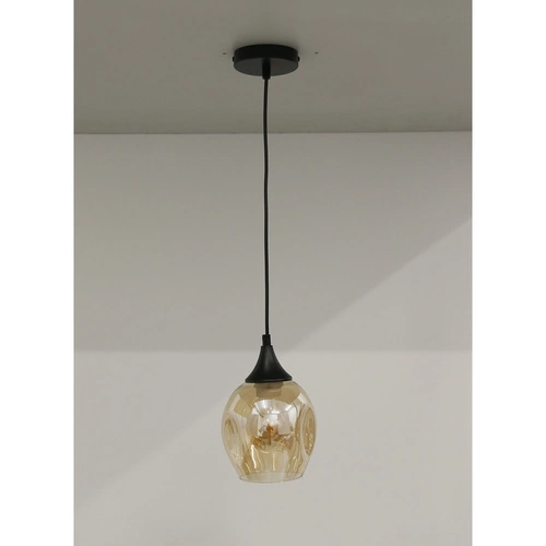 Lampa wisząca Aspa czarny 1x40W E27  klosz brązowy