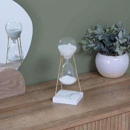 Klepsydra Olen 21cm szkło i marmurowa podstawa żywiczna