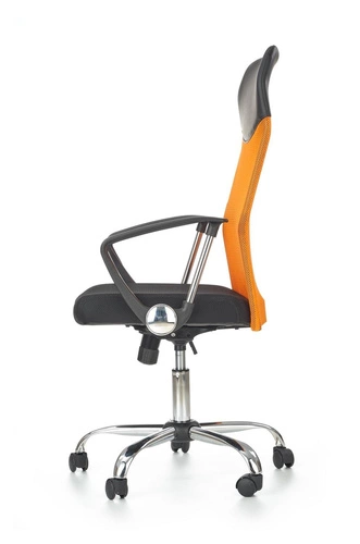 Fotel biurowy ergonomiczny obrotowy Spiner Intesi pomarańczowy skórzany z regulacją do biura