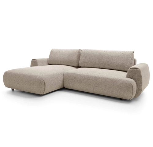 Narożnik z funkcją spania do salonu Ljung lewy nowoczesny beżowy z pojemnikiem Intesi