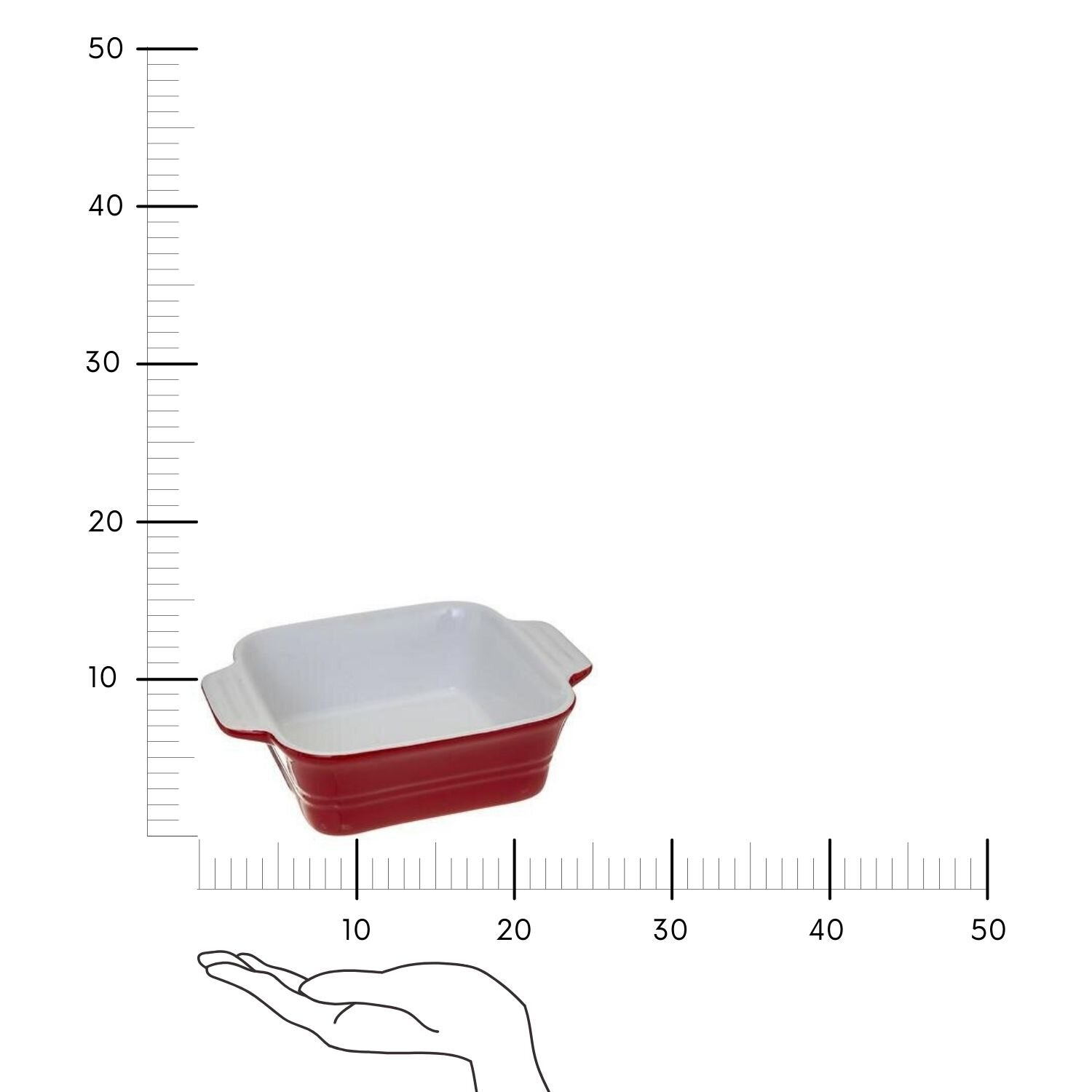 Naczynie gliniane kwadratowe czerwone