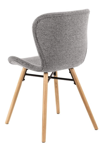 Krzesło tapicerowane Batilda szare do jadalni nowoczesne z drewnianymi nogami Actona