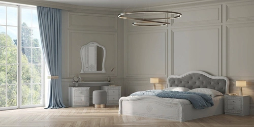 Komoda biała z szufladami Diamante 118 cm połysk glamour do salonu i sypialni Intesi