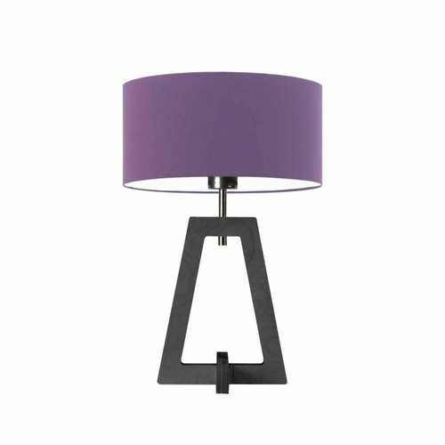 Lampka nocna do sypialni Clio nowoczesna fioletowa z abażurem glamour drewniana LYSNE