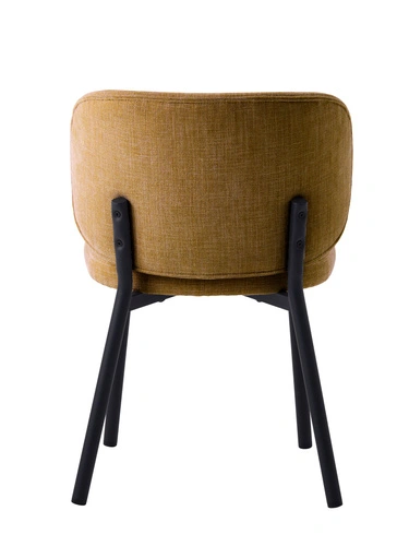 Krzesło tapicerowane Naws żółte nowoczesne do jadalni na czarnych metalowych nogach