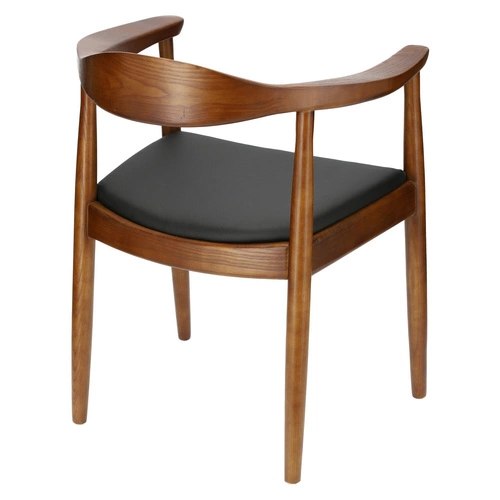 Krzesło drewniane President D2.DESIGN do jadalni z podłokietnikami retro tapicerowane eco skóra
