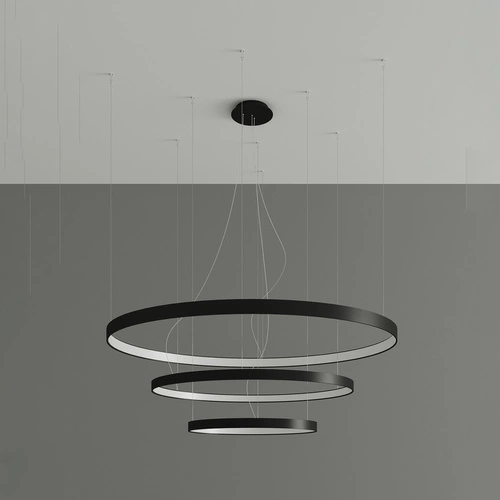 Żyrandol LED RIO 3 czarny nowoczesny do salonu i jadalni aluminium 110 cm Thoro