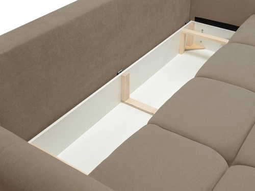 Sofa rozkładana 3 osobowa Bode z funkcją spania i pojemnikiem brązowa do salonu