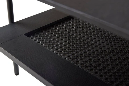 Stolik kawowy Pensacola prostokątny czarny dąb z półką do salonu