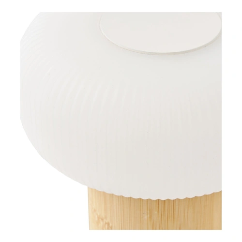 Lampka nocna LED Stafford akumulatorowa bambusowa do sypialni biała