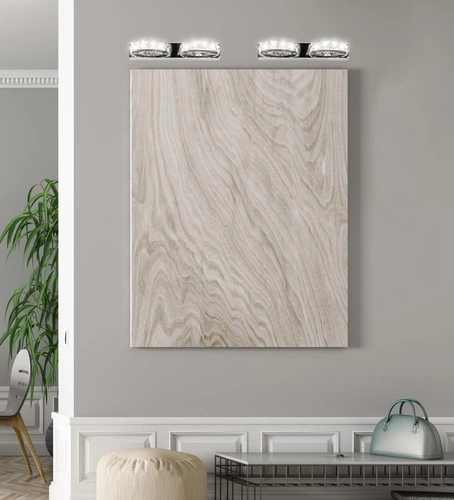 Kinkiet ścienny LED Shipi chromowany z kryształkami nowoczesny do salonu i sypialni 33 cm