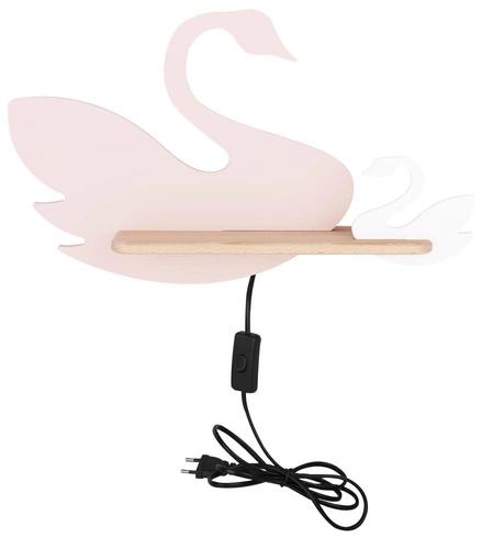 Kinkiet Swan lampa ścienny 5W LED 4000K iq kids z przewodem różowy+biały