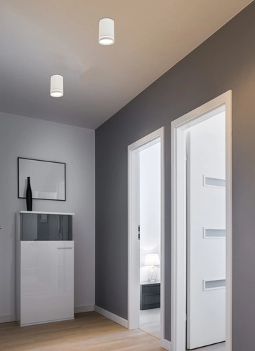 Lampa sufitowa Tuba biała nowoczesna do salonu, kuchni i jadalni pojedyncza 15W