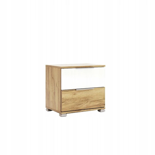 Szafka nocna Intesi Tissa 49 cm z 2 szufladami dąb craft/biały połysk, skandynawski styl