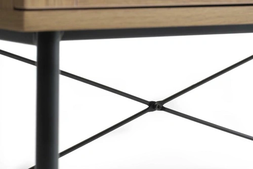 Komoda wysoka Pensacola rattan dąb nowoczesna do salonu na nóżkach