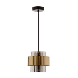 Lampa wisząca Spiega czarny+mosiężny  1x60W E27 klosz dymiony