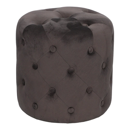 Pufa Adriana welurowa okrągła pikowana szara do salonu glamour 38 cm Atmosphera