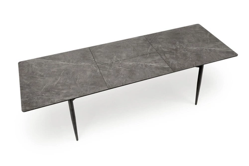 Stół rozkładany do jadalni Ariaster popielaty marmur czarne nogi 180-260 cm nowoczesny Intesi