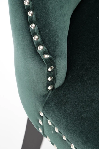 Krzesło tapicerowane welurowe Charlotte Intesi zielone do jadalni nowoczesne z drewnianymi nogami
