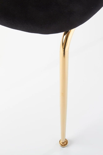 Krzesło tapicerowane welurowe Solin czarne na złotych nogach glamour do jadalni i salonu Intesi