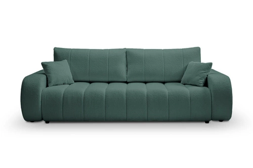 Sofa rozkładana 3 osobowa Hobro zielona z funkcją spania i pojemnikiem do salonu