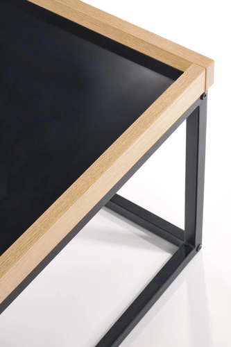 Stolik kawowy Espada prostokątny nowoczesny loftowy czarno-drewniany do salonu 100x60 cm