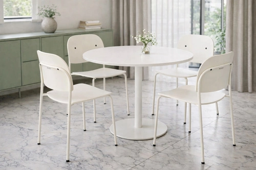 Krzesło Ravio nowoczesne z tworzywa biało‑kremowe do jadalni i kuchni