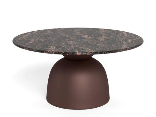 Stolik kawowy Ferrol okrągły marmurowy brązowy 80 cm do salonu