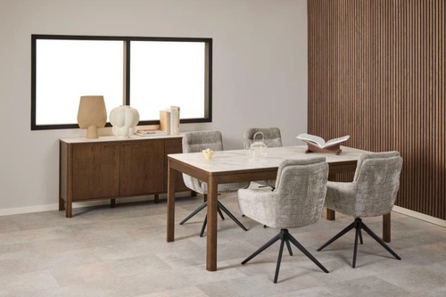 Actona Roger szare krzesło obrotowe tapicerowane do jadalni z podłokietnikami