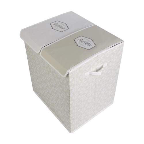 Intesi nowoczesny kosz na pranie 2 komory z pokrywą składany szary do łazienki 50x41x57