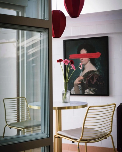 Krzesło metalowe Summer SCAB Design złote z poduszką nowoczesne do ogrodu i tarasu