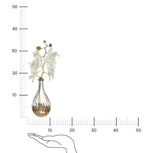 Sztuczny storczyk biały jak żywy w szklanym wazonie Edi 40 cm nowoczesny do salonu Atmosphera