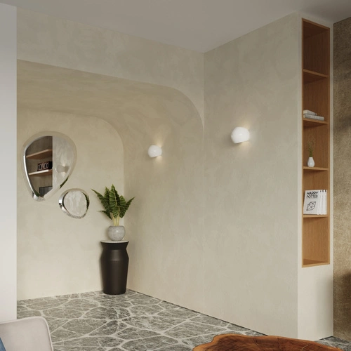 Nowoczesny kinkiet ścienny ceramiczny Globe Sollux biały połysk do salonu i sypialni