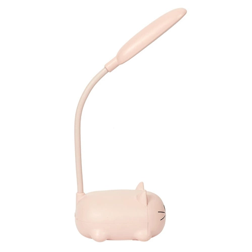 Lampka biurkowa LED Kitty różowa nowoczesna akumulatorowa do pokoju dziecka Intesi 21 cm