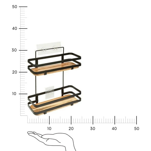 Półka łazienkowa Blackacia czarna z drewna akacjowego samoprzylepna pod prysznic 5five simply smart