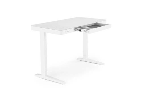 Biurko nowoczesne białe z regulacją wysokości i szufladami Alembe Intesi do pracy 120x60 cm