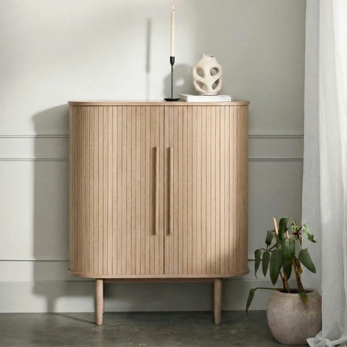 Komoda Meta wysoka 100 cm nowoczesna dębowa na nóżkach do salonu