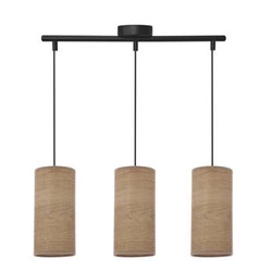 Lampa wisząca Ballo czarny 3x60 E27  abażur orzechowy