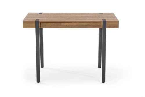 Biurko do pracy nowoczesne z szufladą Indorika orzech miodowy czarne loft 110x55 cm Intesi