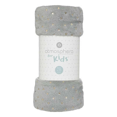 Atmosphera koc flanelowy dziecięcy szary w trójkąty ciepły do pokoju dziecięcego