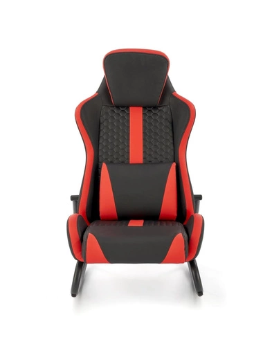 Fotel gamingowy bujany Gamer Intesi nowoczesny czarno-czerwony do pokoju młodzieżowego