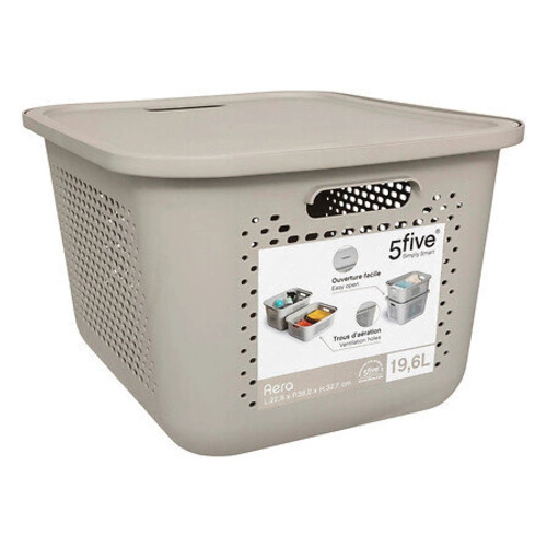 Kosz do przechowywania z pokrywką Aera 19,6 l beżowy do łazienki i kuchni 5five