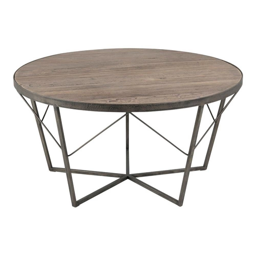 Stolik kawowy Durham okrągły czarny drewniany z metalową podstawą nowoczesny do salonu Actona