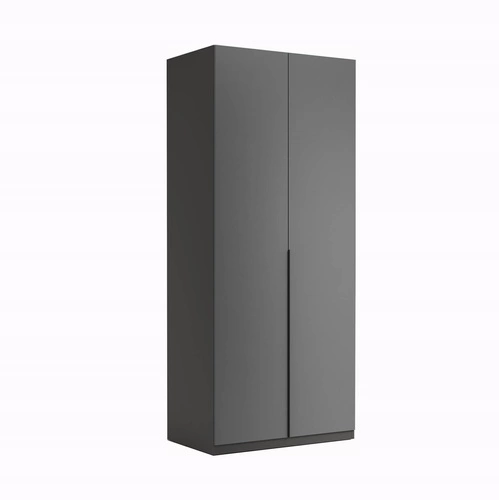 Szafa Otto 2-drzwiowa antracytowa nowoczesna z półkami i drążkiem do sypialni 90 cm