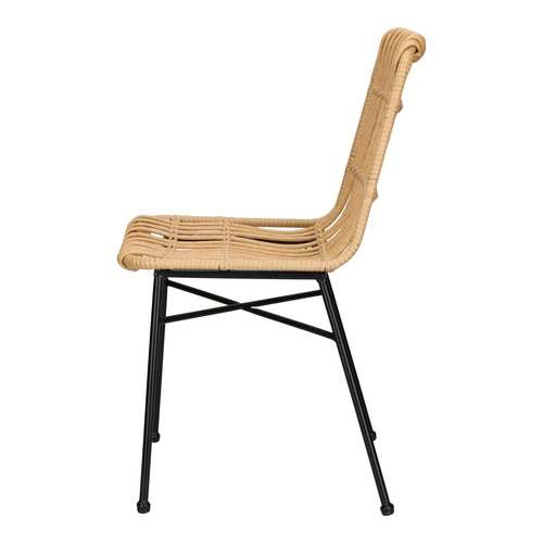 Krzesło Surabaya boho technorattan do ogrodu i na taras, naturalne z czarnymi nogami Intesi