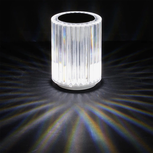 Lampka nocna LED Cryształowa Intesi nowoczesna biała przenośna do sypialni i salonu