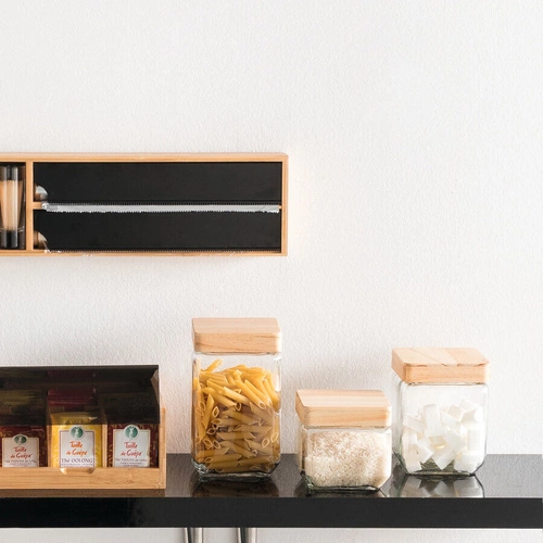 Kwadratowy szklany słoik 2L z sosnową pokrywką