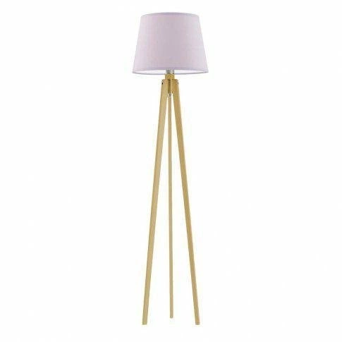 Lampa podłogowa CURACAO abażur jasny fiolet stelaż dębowy