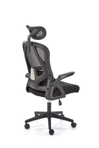 Fotel biurowy ergonomiczny Yiro czarny siatkowy obrotowy z zagłówkiem do biurka Intesi