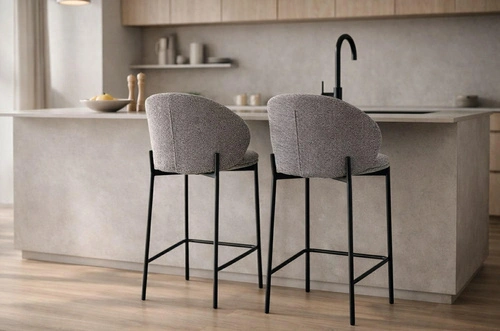 Hoker Elsme szary tapicerowany z oparciem do kuchni i jadalni